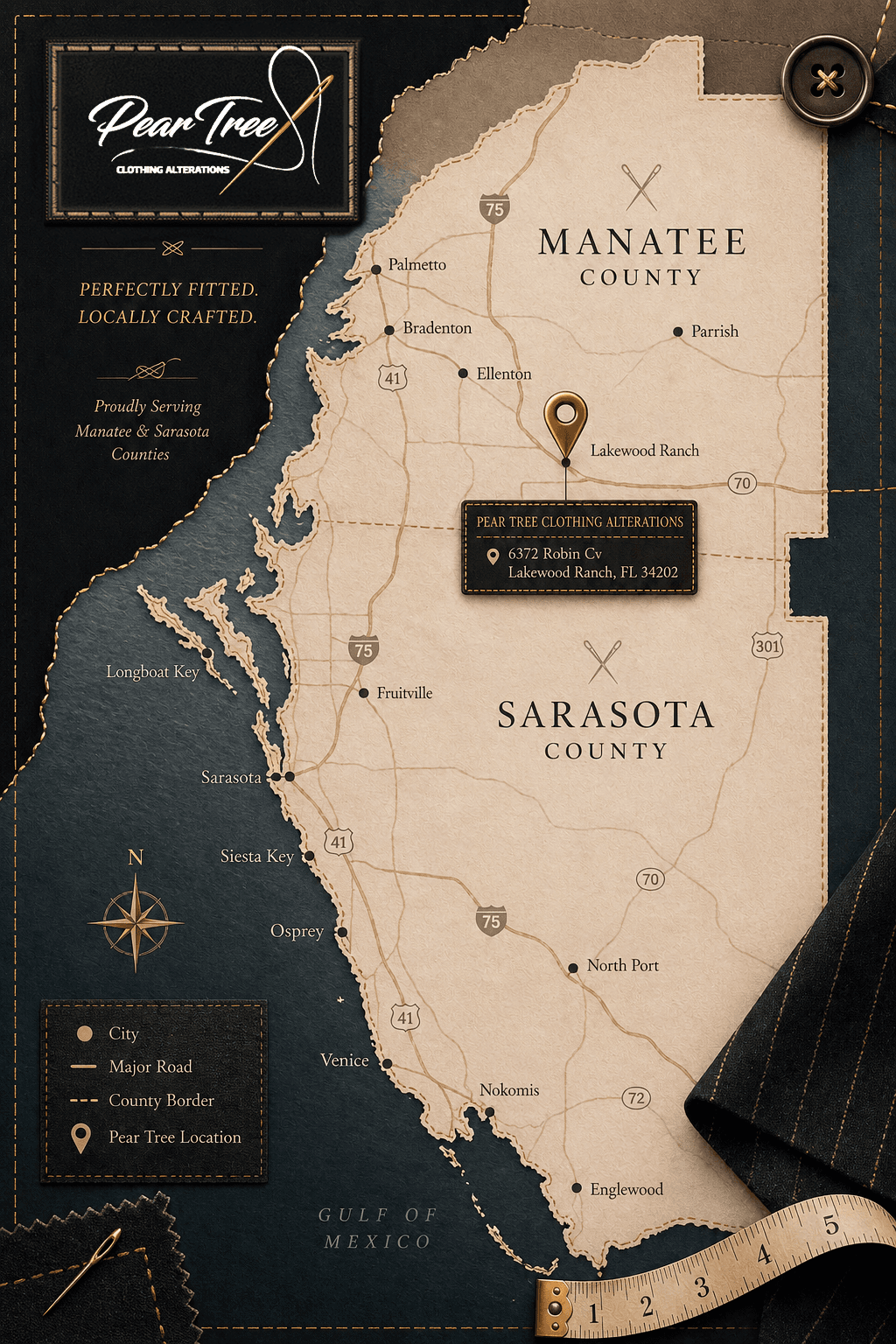 Pear Tree Clothing Alterations — Serving Manatee and Sarasota County, FL